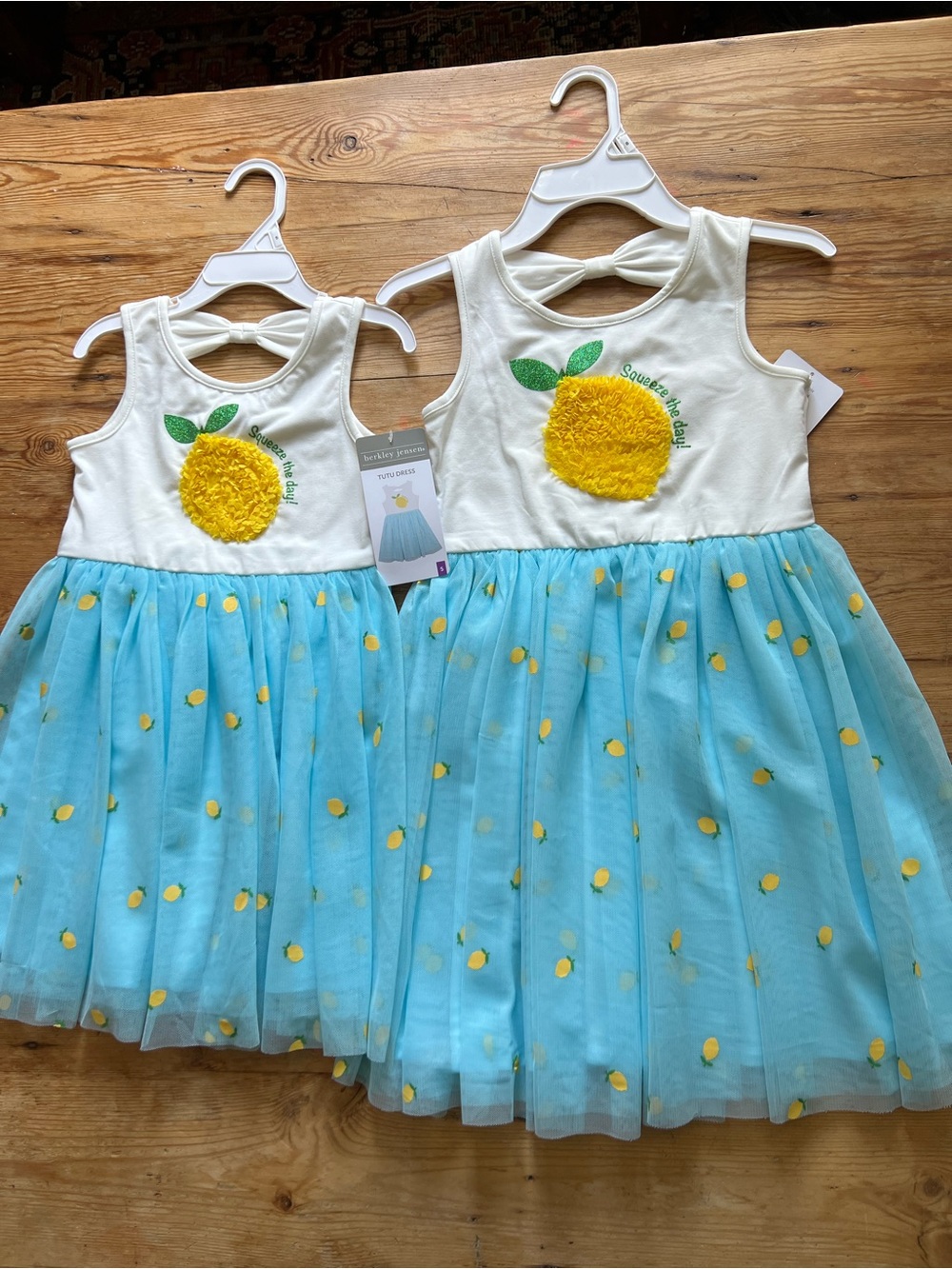 2 4 20 Lemon Tulle Dress-White-Aqua-with bright lemons-charming-easy to pop on